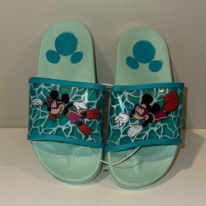 Disney Kids Slide Sandals - Aqua with Mickey Design